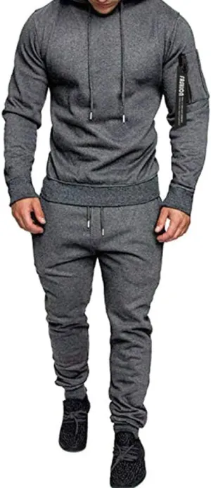 Mens Casual Tracksuit Set 2Pieces Sweatsuits Hooded Pullover And Jogging Pant