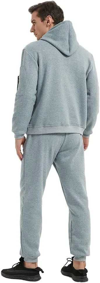 Mens Casual Tracksuit Set 2Pieces Sweatsuits Hooded Pullover And Jogging Pant