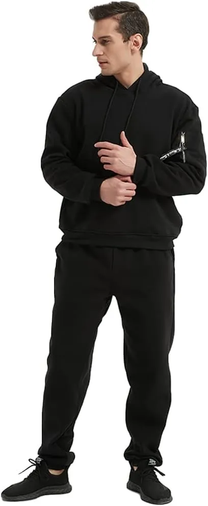 Mens Casual Tracksuit Set 2Pieces Sweatsuits Hooded Pullover And Jogging Pant