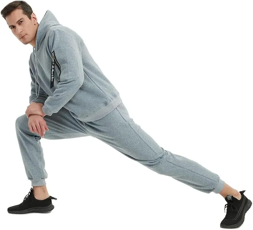 Mens Casual Tracksuit Set 2Pieces Sweatsuits Hooded Pullover And Jogging Pant