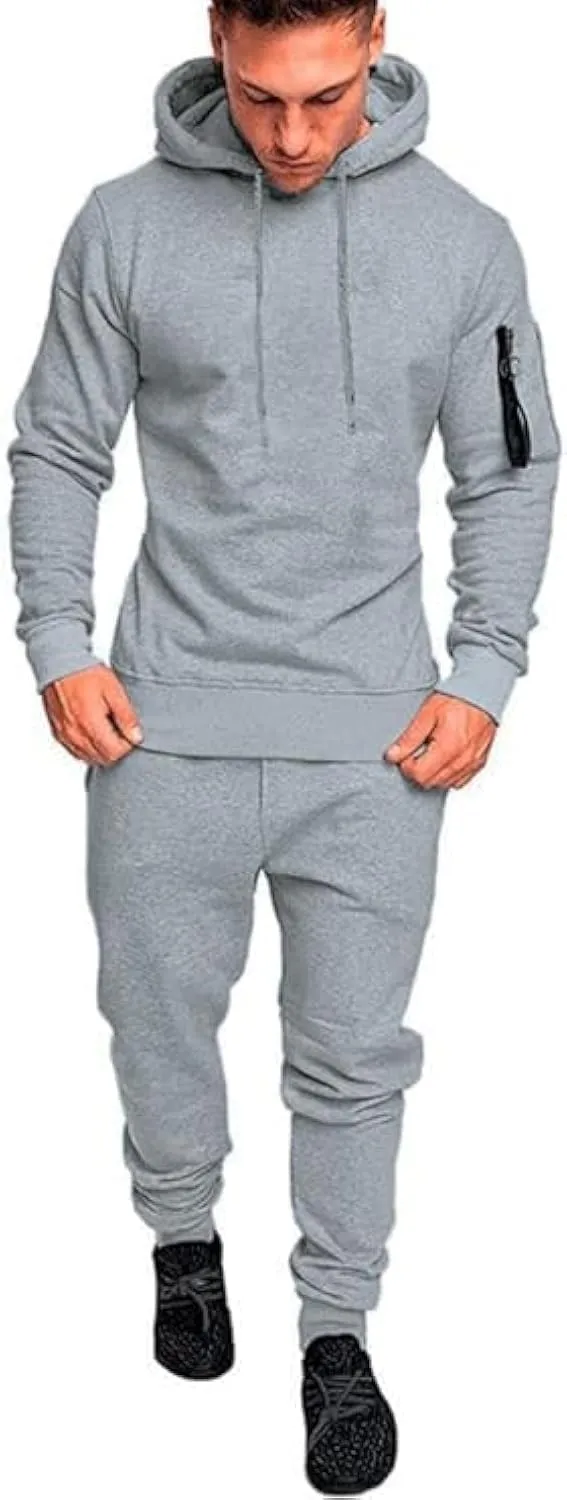 Mens Casual Tracksuit Set 2Pieces Sweatsuits Hooded Pullover And Jogging Pant