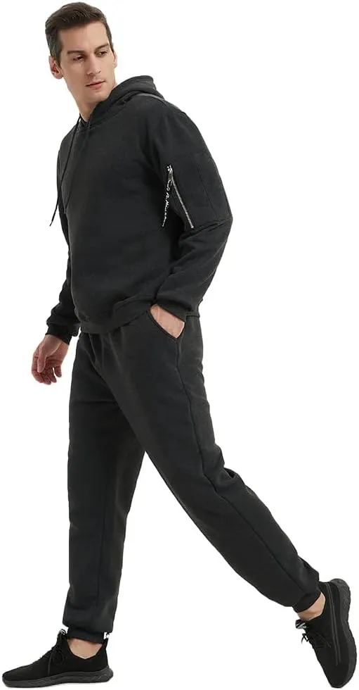 Mens Casual Tracksuit Set 2Pieces Sweatsuits Hooded Pullover And Jogging Pant