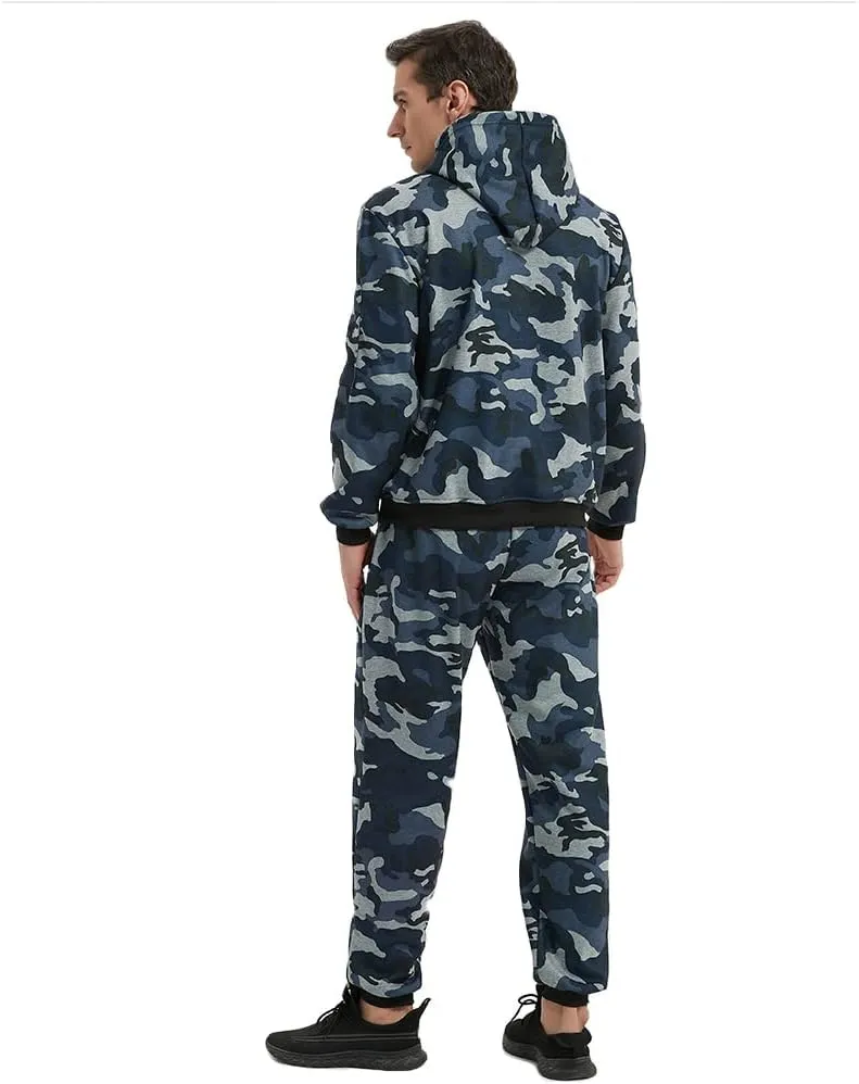 Mens Casual Tracksuit Set 2Pieces Sweatsuits Hooded Pullover And Jogging Pant
