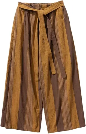 Men's Oversized Striped Wide-Leg Pants, Cotton Casual Trousers, Japanese Hip-Hop Harem Pants
