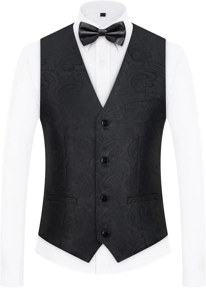 Mens Suits 3 Piece Slim Fit Tuxedo for Men Paisley Suit Prom Tux Shawl Lapel One Button Blazer Vest Pants Set
