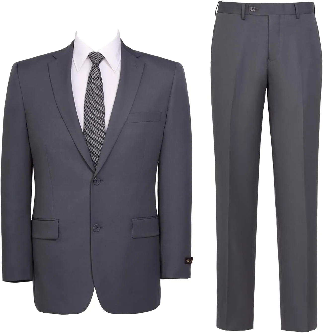 Men's Suits Classic Fit 2 Piece Suit 2 Button Single Breasted Lightweight Suit Jacket & Flat Pants for Business & Formal