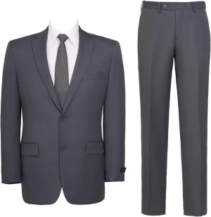 Men's Suits Classic Fit 2 Piece Suit 2 Button Single Breasted Lightweight Suit Jacket & Flat Pants for Business & Formal
