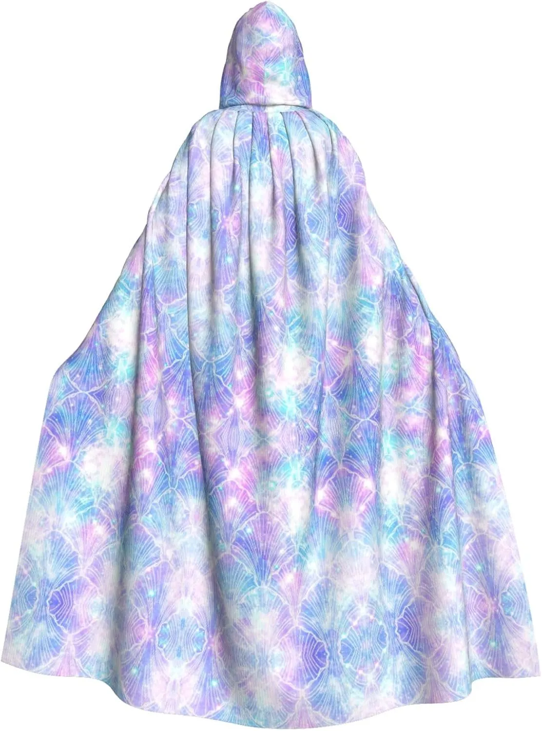 Mermaid Scale print Hooded cape for adults, Oversized Hooded Cloak with Bow Tie, Adult party dress cape