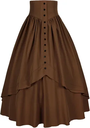 Mingyuezai Women Victorian Skirt Medieval Renaissance Peasant Skirt