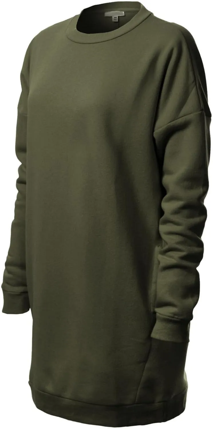 MixMatchy Women's Casual Oversized Crew Neck Fleece Pullover Sweatshirts Tunic Fall Outfits Y2K Winter Clothes