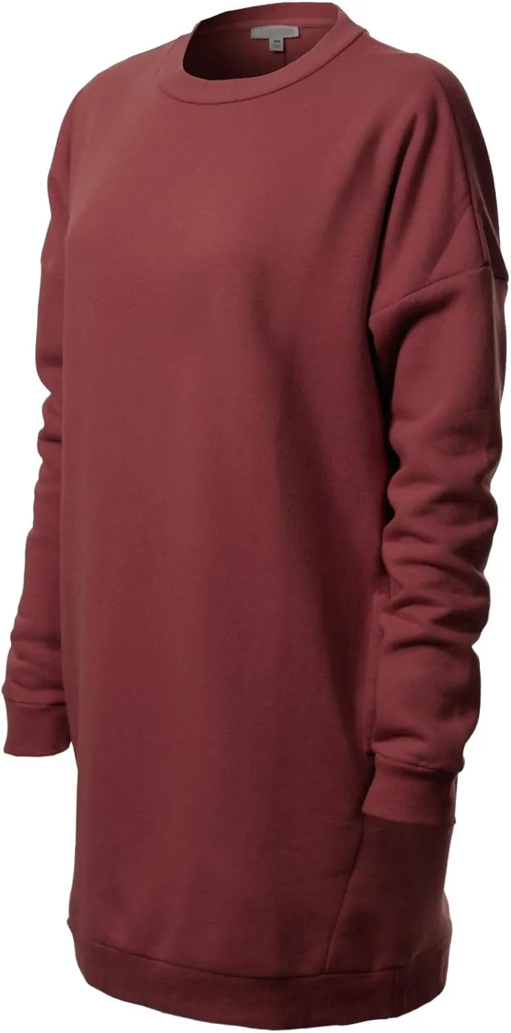 MixMatchy Women's Casual Oversized Crew Neck Fleece Pullover Sweatshirts Tunic Fall Outfits Y2K Winter Clothes