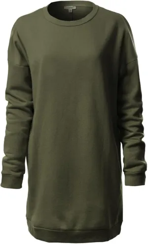MixMatchy Women's Casual Oversized Crew Neck Fleece Pullover Sweatshirts Tunic Fall Outfits Y2K Winter Clothes