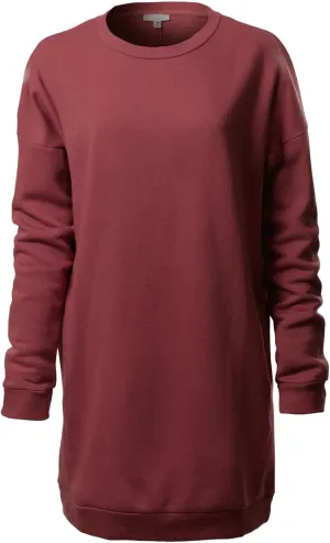 MixMatchy Women's Casual Oversized Crew Neck Fleece Pullover Sweatshirts Tunic Fall Outfits Y2K Winter Clothes