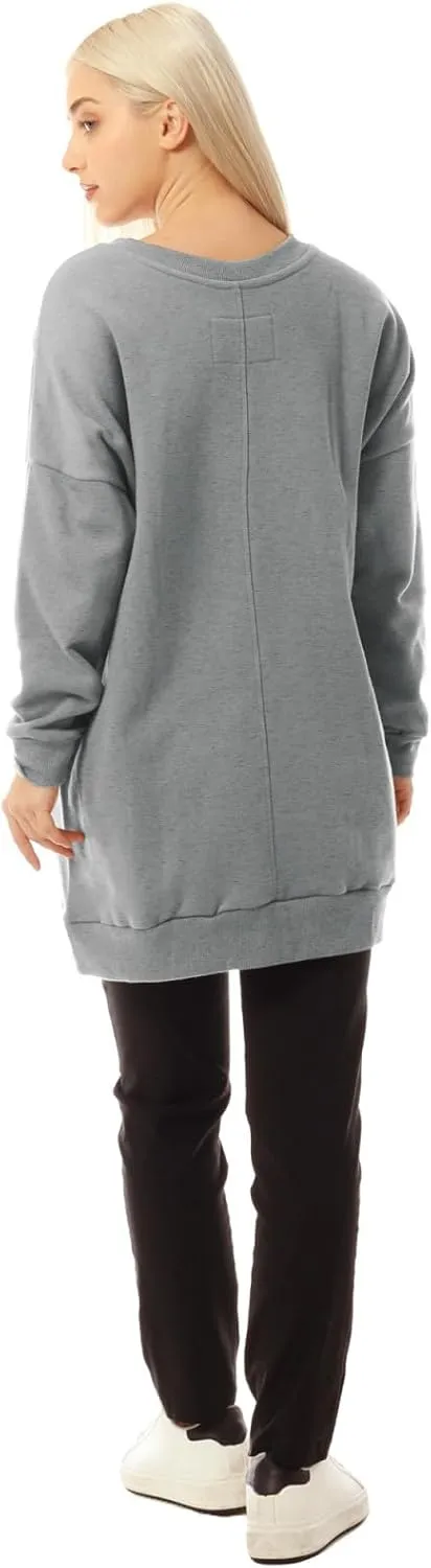 MixMatchy Women's Oversized Sweatshirts V-Neck Long Sleeve Tunic Pullover Fleece Sweater S-3X