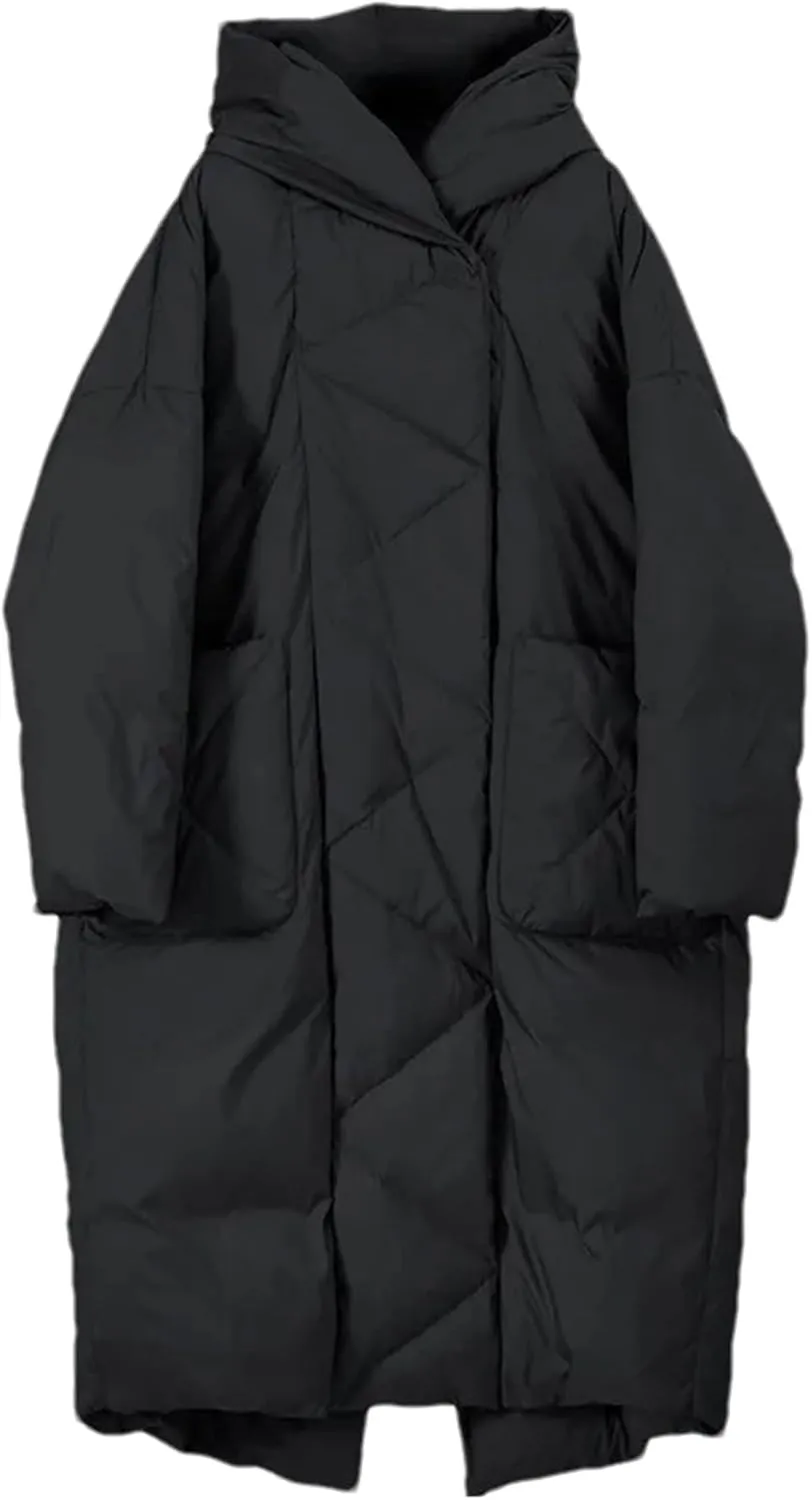 Mnjyihy Women Fashion Winter Thicked Warm Outwear Length Hooded White Duck Down Jacket