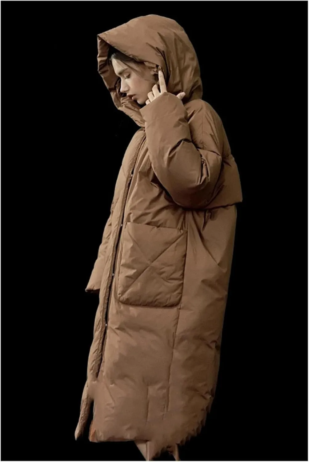 Mnjyihy Women Fashion Winter Thicked Warm Outwear Length Hooded White Duck Down Jacket