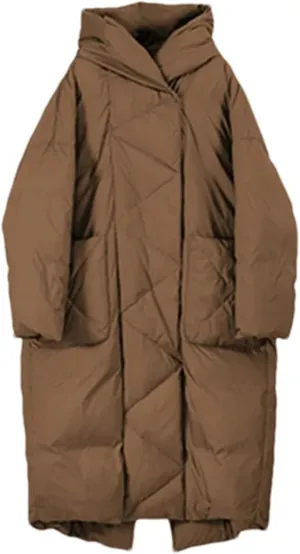 Mnjyihy Women Fashion Winter Thicked Warm Outwear Length Hooded White Duck Down Jacket