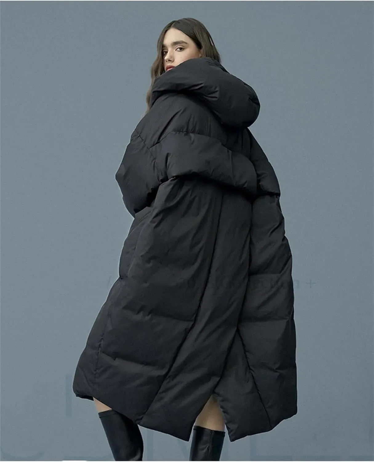 Mnjyihy Women Fashion Winter Thicked Warm Outwear Length Hooded White Duck Down Jacket