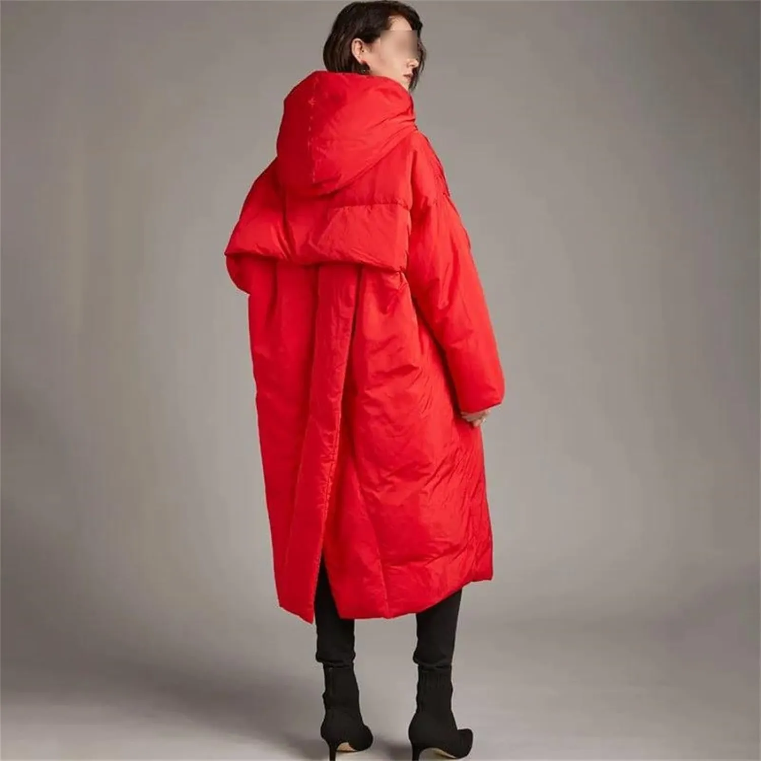 Mnjyihy Women Fashion Winter Thicked Warm Outwear Length Hooded White Duck Down Jacket