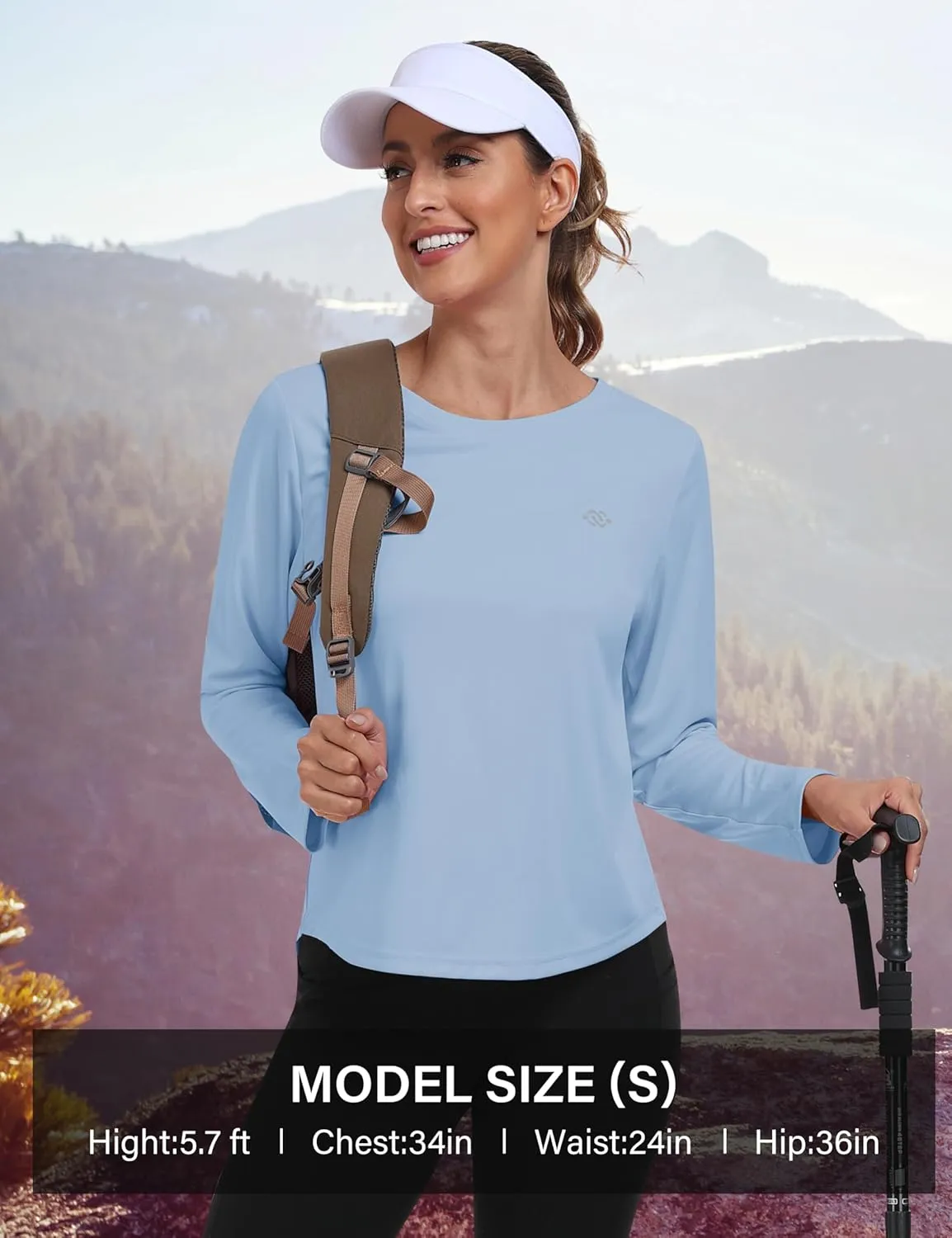 MoFiz Women's UPF 50  Sun Protection Long Sleeve Shirts for Hiking Running Athletic Quick Dry Loose Fit Workout Tops