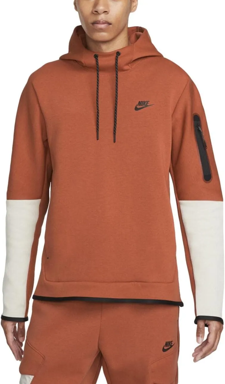 Nike Men's Sportswear Tech Fleece Pullover Hoodie (Medium, Burnt Sunrise/Light Bone/Black)