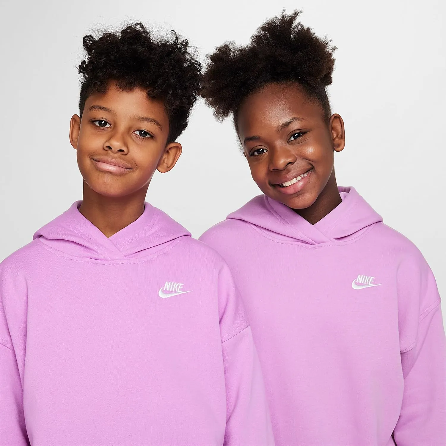 Nike Sportswear Club Fleece Big Kids' Oversized Pullover Hoodie (FZ5579-532, Rush Fuchsia/White)
