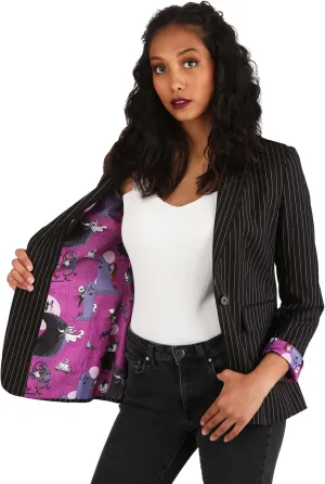 Officially Licensed Disney Nightmare Before Christmas Adult Women's Blazer, NBC Long Sleeve Open Front Casual Jacket