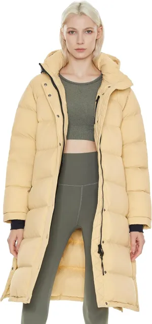 Orolay Women's Long Down Jacket Detachable Hooded Puffer Jacket Winter Warm Down Coat with Hem Slit