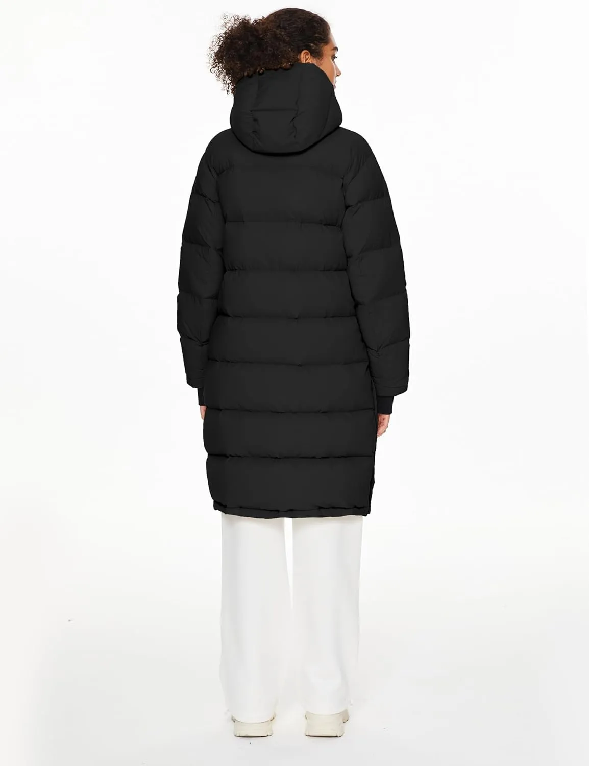 Orolay Women's Long Down Jacket Detachable Hooded Puffer Jacket Winter Warm Down Coat with Hem Slit