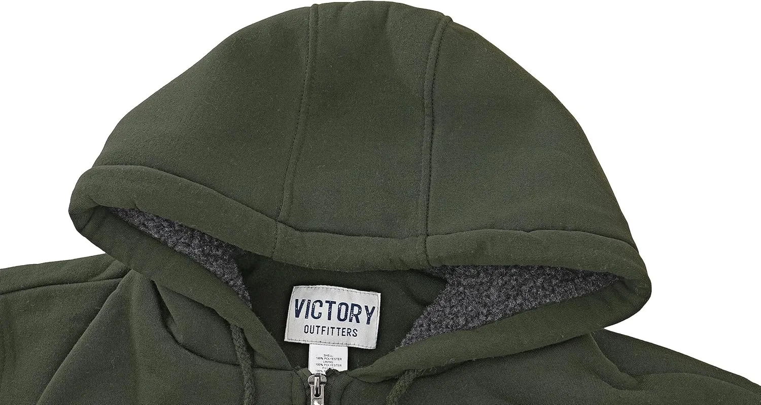 Outfitters Heavyweight Sherpa Lined Fleece Hoodie Sweatshirts for Men Winter Zip up Plus Size Jacket