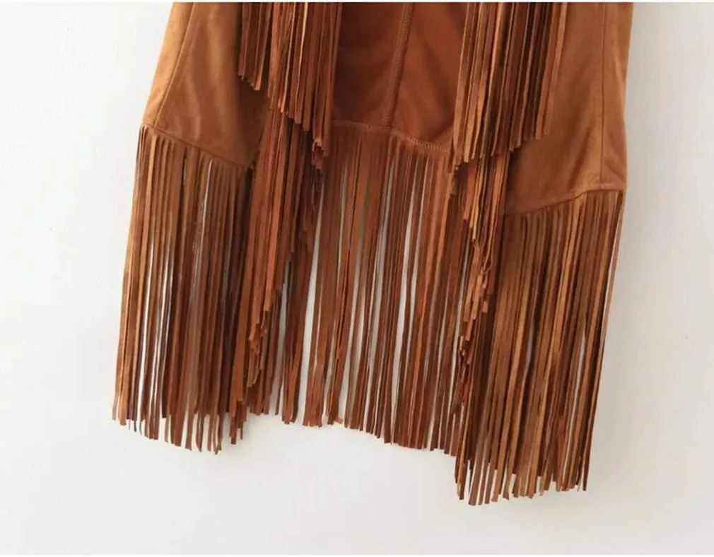 Paixpays New Tassels Fringe Sleeveless Vest Cardigan Waistcoat Jacket Outwear Tops