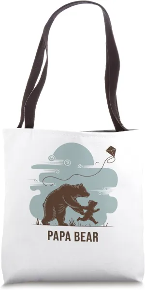 Papa Bear and Cub Kite Flying Sweet Family Moment Art Tote Bag