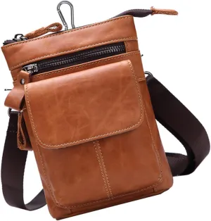 PartyKindom Leather Pouch for Men Phone Pouch Sundries Storage Fashionable Belt Bag