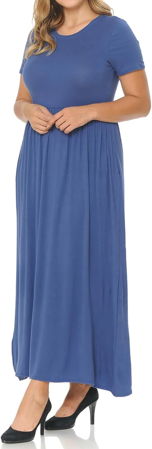 Pastel by Vivienne Women's Short Sleeve Maxi Dress with Pockets in Plus Size
