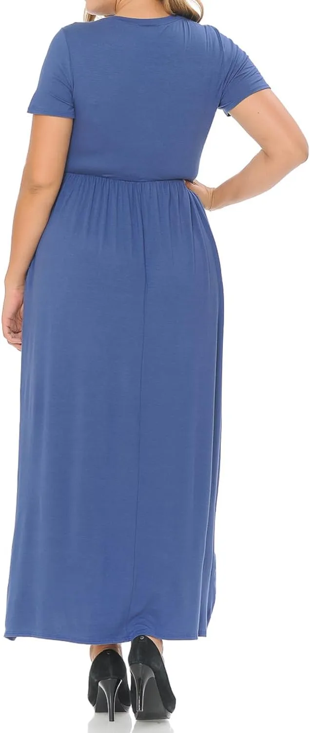 Pastel by Vivienne Women's Short Sleeve Maxi Dress with Pockets in Plus Size