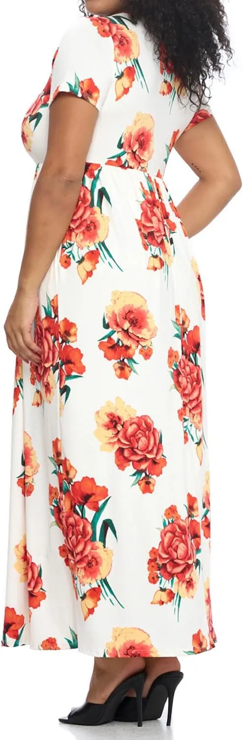 Pastel by Vivienne Women's Short Sleeve Maxi Dress with Pockets in Plus Size