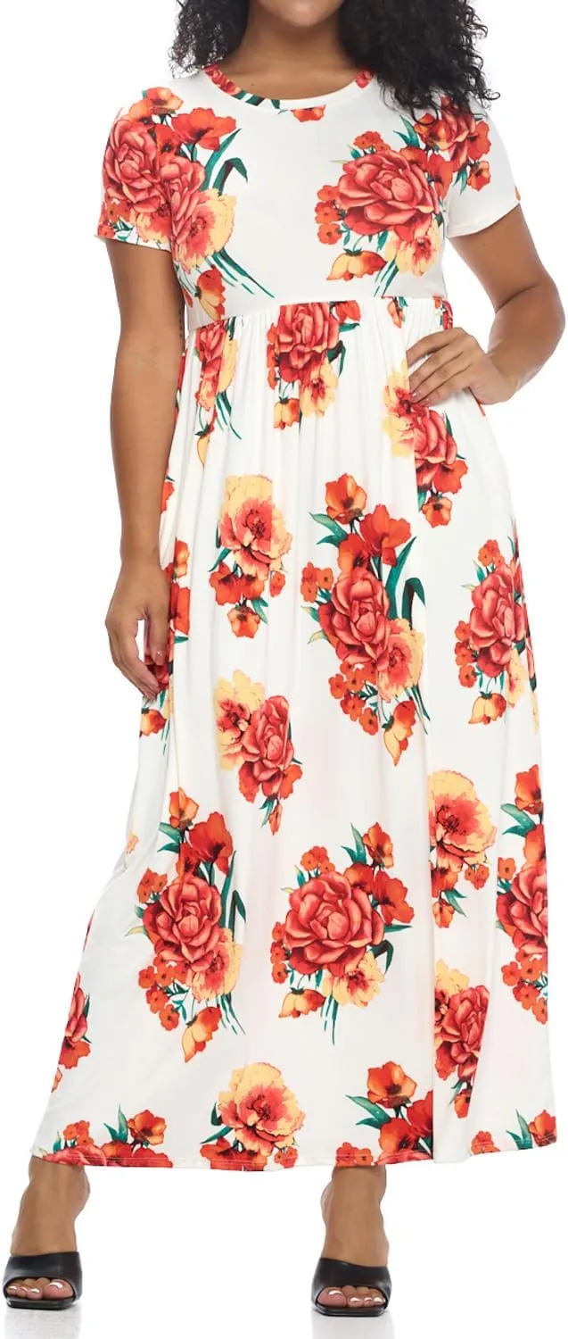 Pastel by Vivienne Women's Short Sleeve Maxi Dress with Pockets in Plus Size