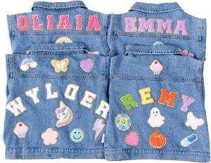 Personalized Patch Denim Jacket, Custom Girl Boy Birthday Gift, Kids Customized Name Outfits Gift for Christmas