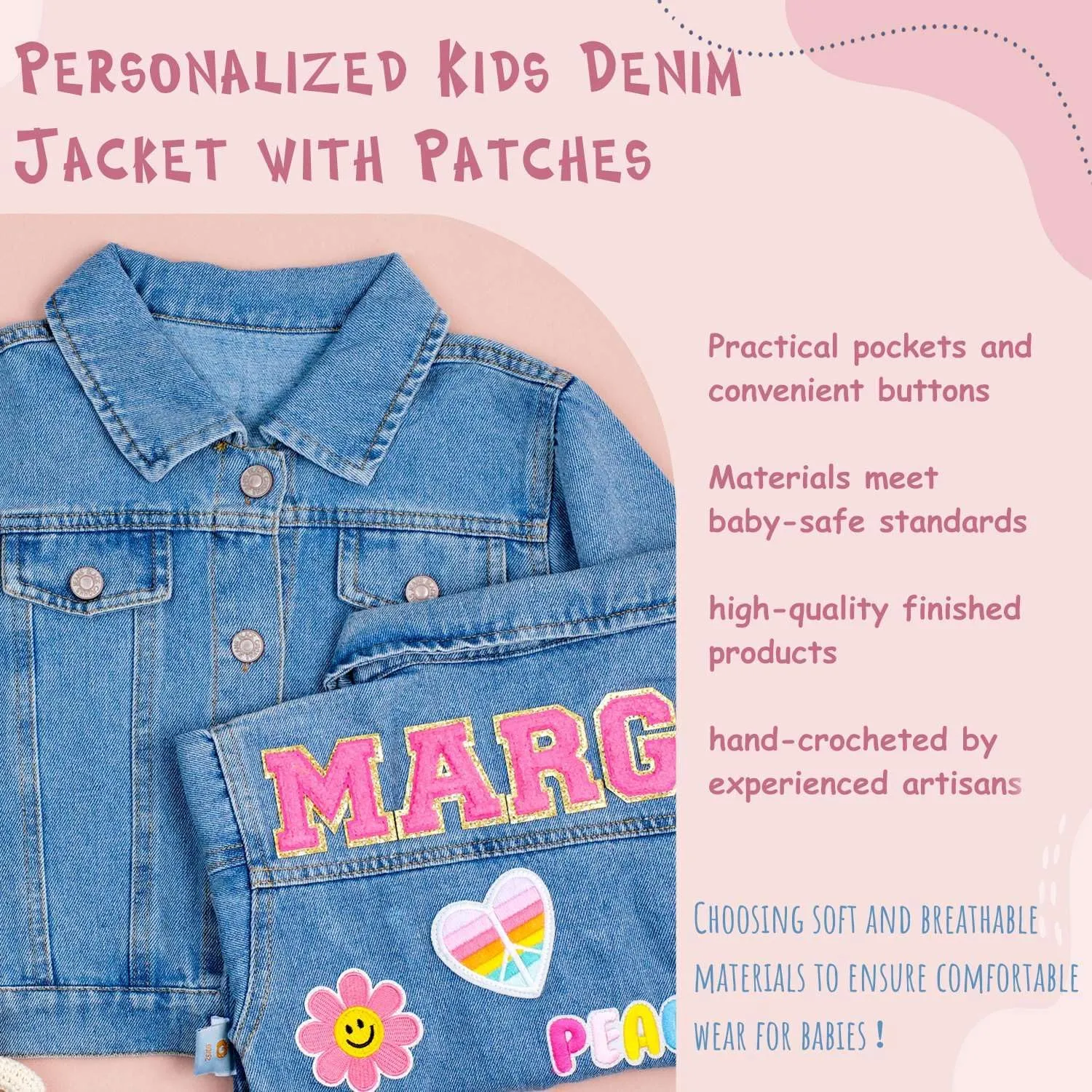 Personalized Patch Denim Jacket, Custom Girl Boy Birthday Gift, Kids Customized Name Outfits Gift for Christmas