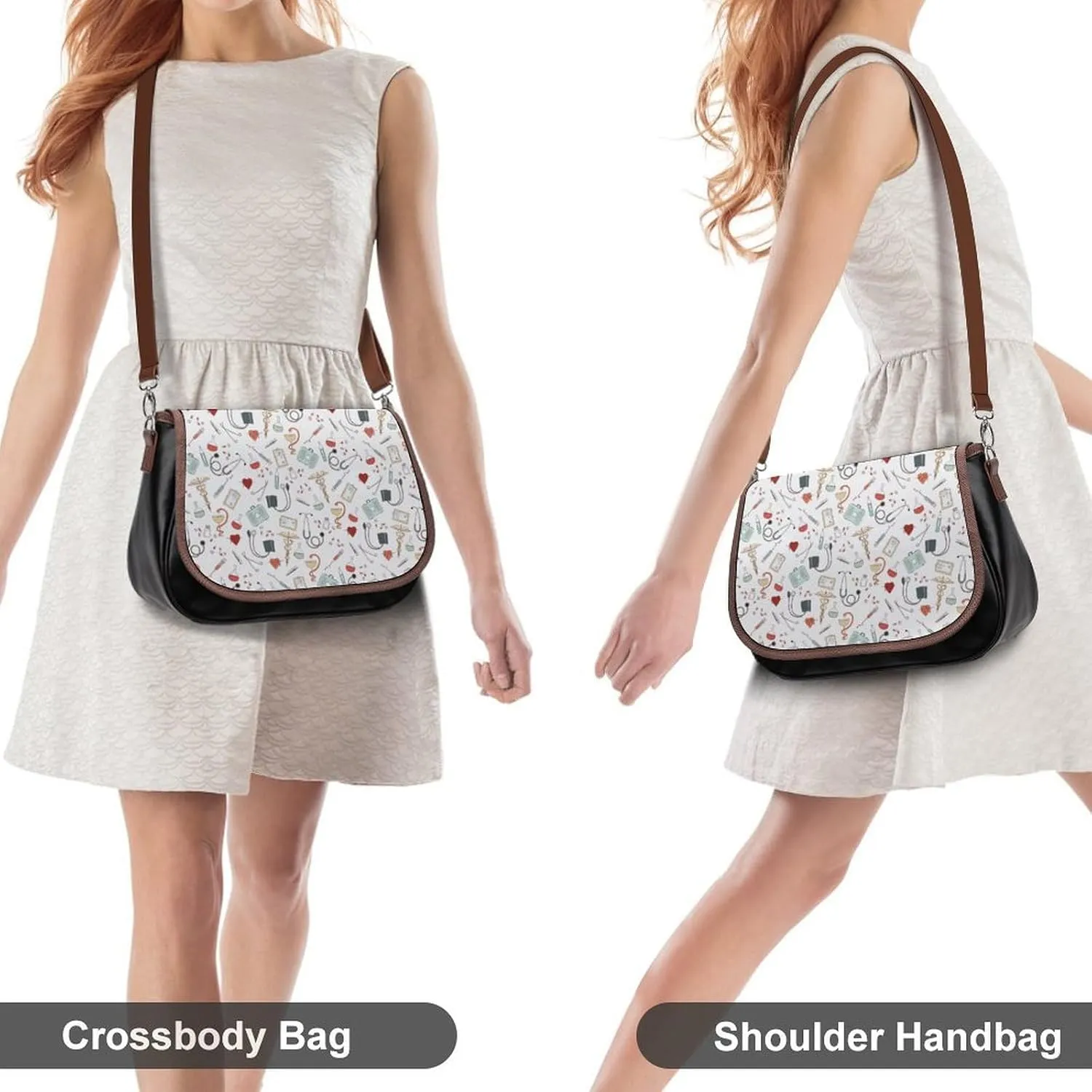 Pink Witch Gothic Pattern Fashionable And Durable Portable Leather Shoulder Bag