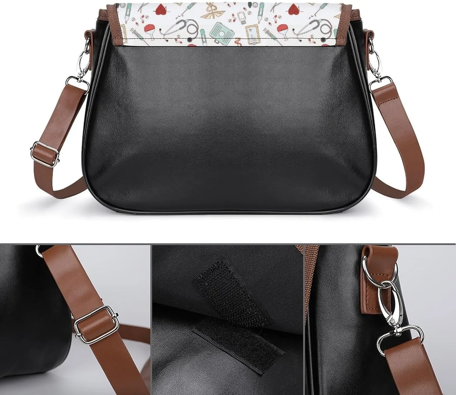 Pink Witch Gothic Pattern Fashionable And Durable Portable Leather Shoulder Bag