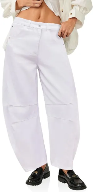 PLNOTME Women's Baggy Boyfriend Jeans Vintage Wide Leg Mid Rise Barrel Denim Ankle Pants