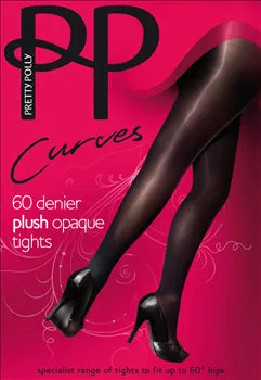 Pretty Polly Curves 60 denier Plush Opaque Tights 2 Pair Pack - FREE UK DELIVERY