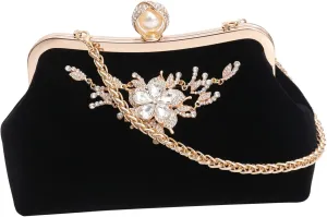 PRETYZOOM Plush Evening Bag Women's Clutch Purse Party Handbag with Rhinestones Elegant Fashionable for Women