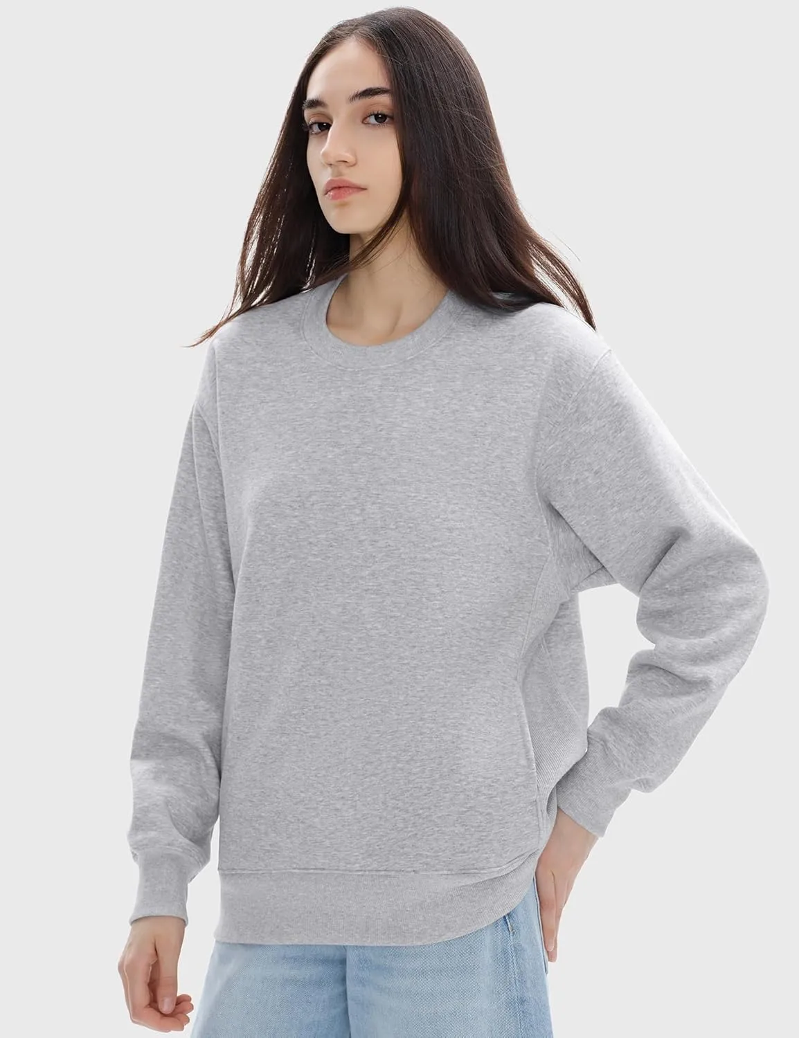 PUMIEY Women's Oversized Sweatshirts Fleece Crew Neck Hoodies with Pockets Long Sleeve Pullover Tops Three-No Collection
