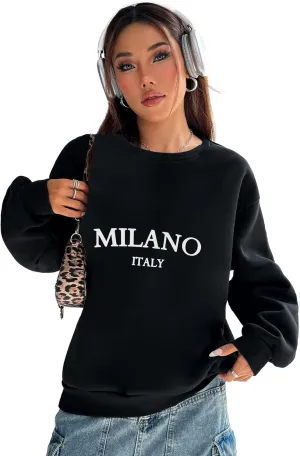 PYL MILANO ITALY Womens Crew Neck Long Sleeve Oversize Sweatshirt