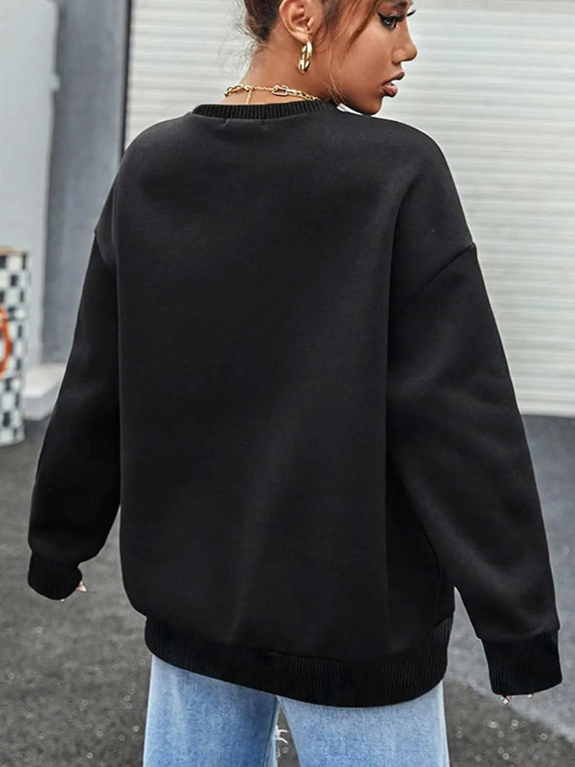 PYL MILANO ITALY Womens Crew Neck Long Sleeve Oversize Sweatshirt