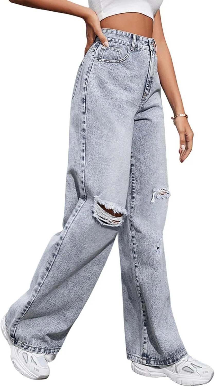 Retro Street Hip Hop Jeans Feng Shui Washed Old Straight Leg Wide Leg Pants Loose Floor Sweeping Jean for Tall
