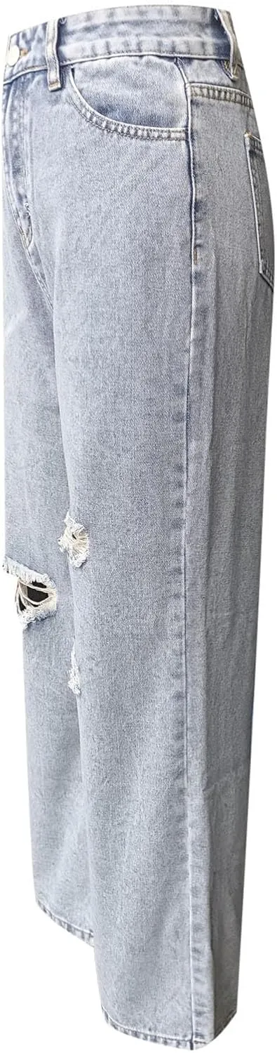 Retro Street Hip Hop Jeans Feng Shui Washed Old Straight Leg Wide Leg Pants Loose Floor Sweeping Jean for Tall