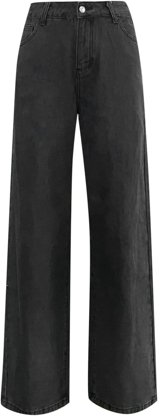 Retro Street Hip Hop Jeans Feng Shui Washed Old Straight Leg Wide Leg Pants Loose Floor Sweeping Jean for Tall